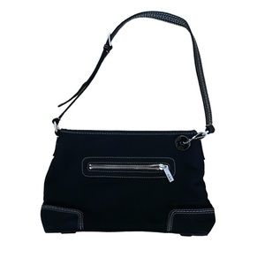 The Saks Black Crochet Shoulder Hobo Bag with Pink Lining